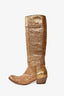 Miu Miu Gold Leather Cowboy Boots Size 35