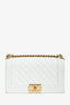 Pre-loved Chanel™ 2017 18 White Quilted Lambskin Medium Boy Bag
