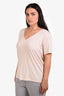 Theory Cream Cotton Blend V-Neck T-Shirt Size XL