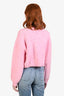 Maje Pink Wool Blend Cropped Knit Drawstring Sweater Size 1