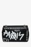 Balenciaga Black Grained Calfskin BB Graffiti Shoulder Bag