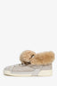 Pre-loved Chanel™ Grey/Beige Leather Sherling High Top Size 37