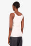 Gucci White Ribbed Logo Patch Tank Top Size XS