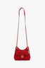 Pre-loved Chanel™ 2022+ Red Wool CC Mini Hobo Shoulder Bag