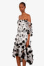 Marchesa Notte Tulle White/Black Floral Embroidery Long Dress Size 10