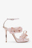 Sophia Webster Pink Faux Fur Leather Bella Bow Ankle Strap Heels Size 39