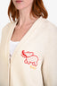 Gucci Cream Wool Logo Elephant Embroidered Long Cardigan Size L