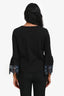See by Chloe Black Ruffled Embroidered Cuff Long Sleeve Top Size XS