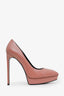 Saint Laurent Pink Leather Pointed Toe Platform Pumps Size 39