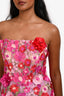 Alfabeta Pink/Red 'Milkonia' Embroidered Floral Strapless Mini Dress Size M