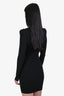Balmain Black Ribbed Wool Long Sleeve Mockneck Dress Size 38