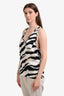 Gucci Black/White Silk Deep V Tank Top Size S