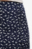 Maje Navy/White Jacquard Horse Print Studs Midi Skirt Size 38