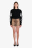 Celine Leopard Print Wool-Blend Triomphe Button-Detail Bandeau Mini Skirt Size 34