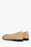 Pre-loved Chanel™ Beige/Black Leather Cap Toe CC Ballet Flats Size 36.5