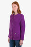 Pre-loved Chanel™ 2022 Purple Wool Chunky Cable Knit Cardigan Size 36