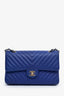 Pre-loved Chanel™ 2017-2018 Royal Blue Chevron Quilted Leather Medium Classic Double Flap Bag