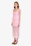 Camila Coelho Pink Chiffon Sheer Bustier Top + Midi Skirt Set Size S