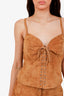 Reformation x Veda Tan Suede Leather Corset Top and Mini Shorts Set Size 10/8