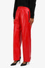 Bottega Veneta 2020 Red Lamb Leather Elastic Waist Pants Size XS