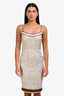 Prada Vintage Grey Metallic Wool Silk Jacquard Tank Dress Size 40