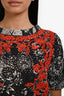 Isabel Marant Black Multicolour Floral Embroidered Short Sleeve Top Size 38