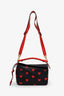 Loewe Black/Red Calfskin Heart Print Small Puzzle Bag with Strap