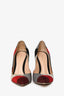 Gianvito Rossi Red/Grey Suede Patchwork Pointed Heels Size 36.5