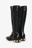 Gucci Black Leather Faux Pearl Stud Peyton Riding Boots Size 37