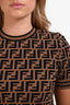 Fendi Brown/Black Zucca Print SS Knit Top Size 36