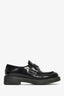 Prada Black Brushed Leather Triangle Plaque Logo Loafers Size 37
