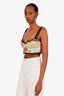 Versace Black/Pink Lace Trimmed Printed Bra Top Size 44