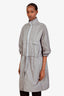 Prada Grey Nylon Zip Up Midi Jacket Size 40