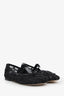 Valentino Black Mesh Leather Trim Logo Ballet Flats Size 38