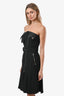 Robe midi asymétrique Jean Paul Gaultier en crêpe noir, sans manches, zippée, ceinturée, taille estimée S