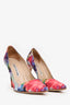 Manolo Blahnik Pink/Multicolour Floral Print Canvas Heels Size 36