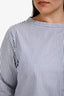 Sibel Saral Blue/White Striped Wide Boat Neck Cotton Top Size L