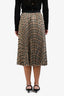 Maje Cream/Brown Checkered Pleated Midi Skirt Size 2