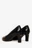 Pre-loved Chanel™ Black Crinkled Patent Leather Cap Toe Interlocking CC Heels Size 37C
