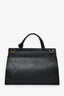 Gucci Black Pebbled Leather GG Marmont Small Top Handle Bag