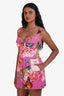 Dolce & Gabbana Pink Flower and Lock Print Mini Dress Size 44