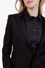 Saint Laurent Black Single Breasted Satin Trim Blazer and Pants Suit Size 34
