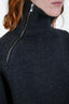 Toteme Grey Wool Double-Sided Yak Knit Turtleneck Quarter Zip Sweater Size XXS