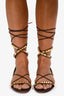 Valentino Brown/Gold Leather Rockstud Wrap-Around Sandals Size 39