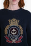 Gucci Navy Blue Cotton Blend Anchor Crest Sweater Size S Mens