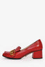 Gucci Red Leather GG Block Heels Size 38.5