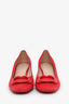 Stuart Weitzman Red Suede Square Toe Heels Size 5.5