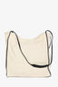 Jil Sander Black/Beige Leather Trim Canvas Shoulder Bag