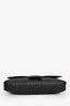 Fendi Black Embossed Leather Baguette FF Shoulder Bag with Strap