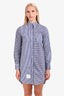 Thom Browne Blue/White Plaid 3 Stripe Long Sleeve Shirt Dress Estimated Size S